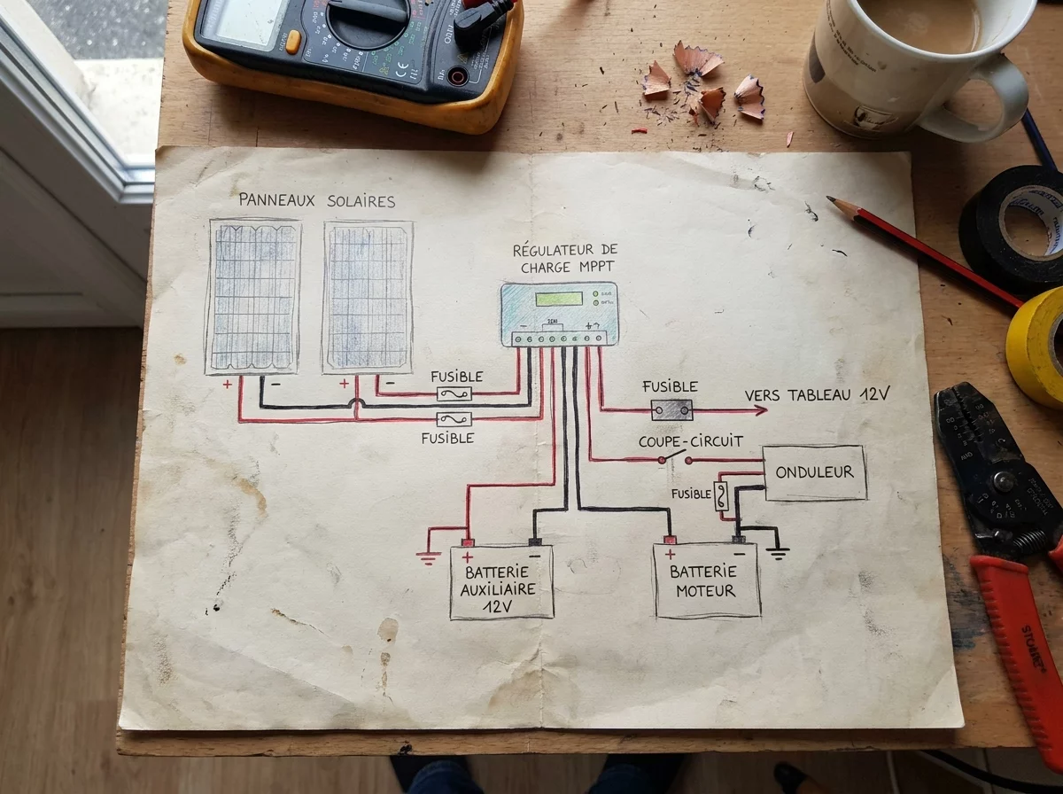 Schema d'installation electrique solaire pour camping-car